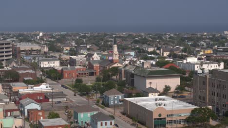 aerial of galveston, texas neighborhoods