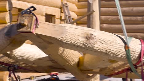 log cabin construction - timber framing and lifting