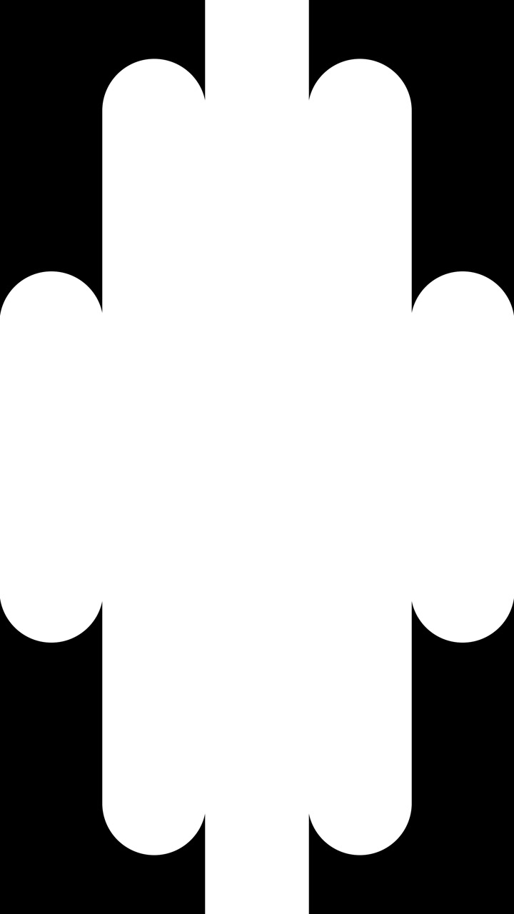 Abstract White Geometric Shape Expanding and Contracting on Black Background