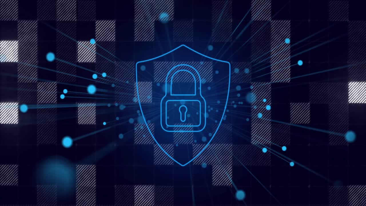 Animation of padlock over black background