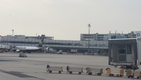 outside international airport of vienna, flughafen wien-schwechat during the day 4k