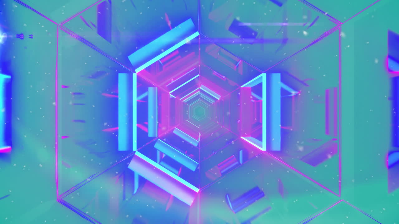 Geometric shapes and neon lights animation creating tunnel effect