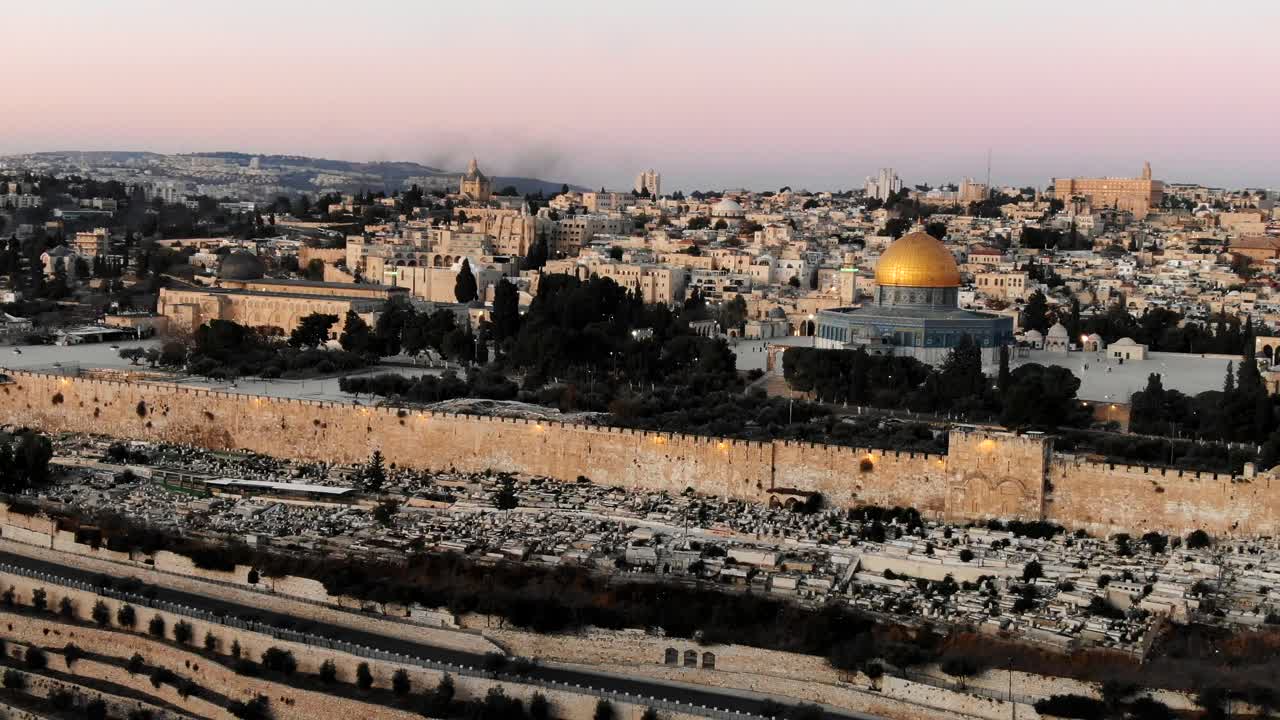 Jerusalem Israel Drone Aerial Footage Sunrise