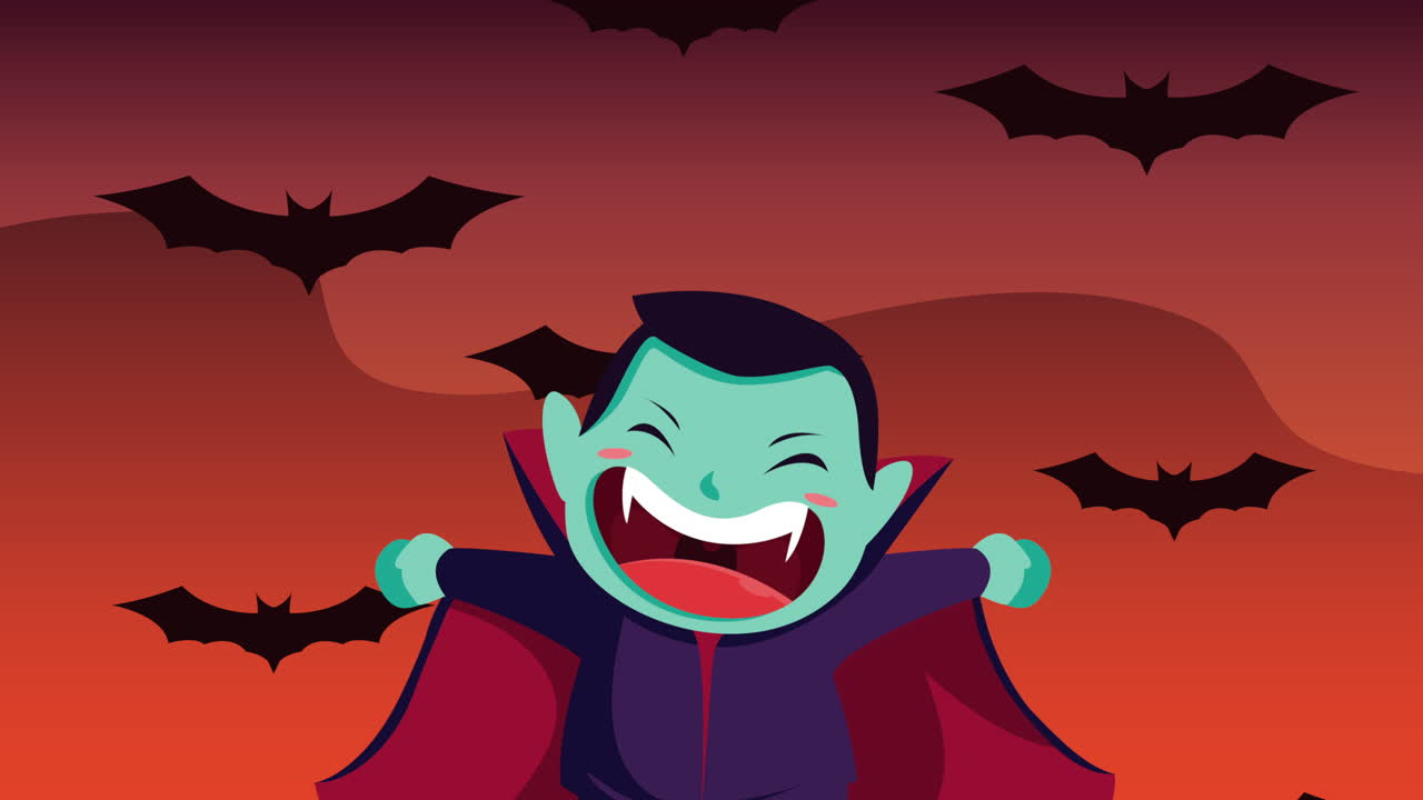 niño lindo disfrazado de escena de drácula