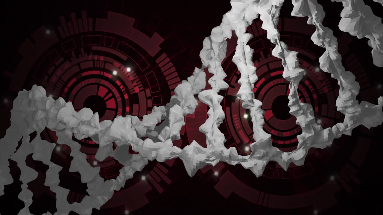 animación de la cadena de adn, procesamiento de datos digitales en ámbitos