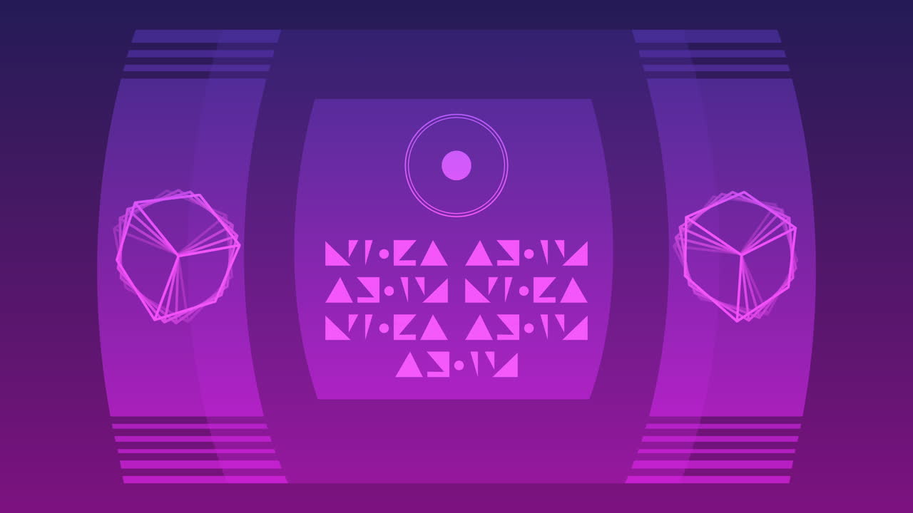 tecnología de realidad virtual con figuras geométricas en exhibición