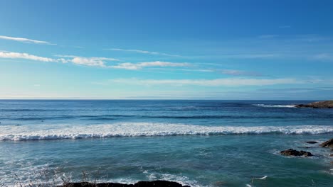 seascape and rolling waves seen from the coast of caion in a coruna, spain