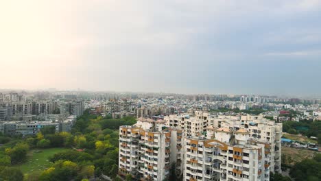 aerial drone shot of dwarka, delhi, showcasing the modern cityscape and bustling streets.