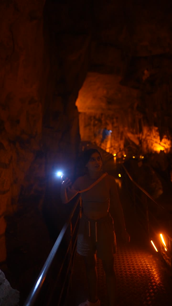 Exploring a Cave at Night