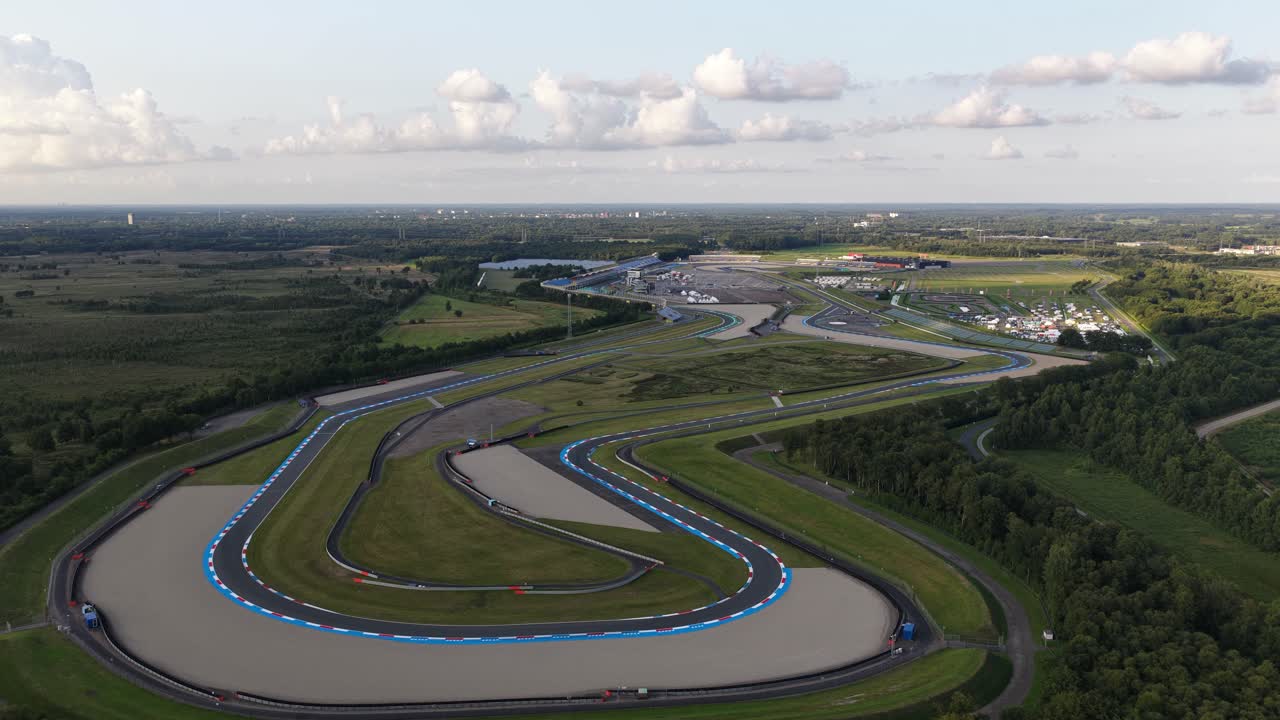 Aerial view motorcycle‑racing track imagery at TT Circuit Assen, Netherlands