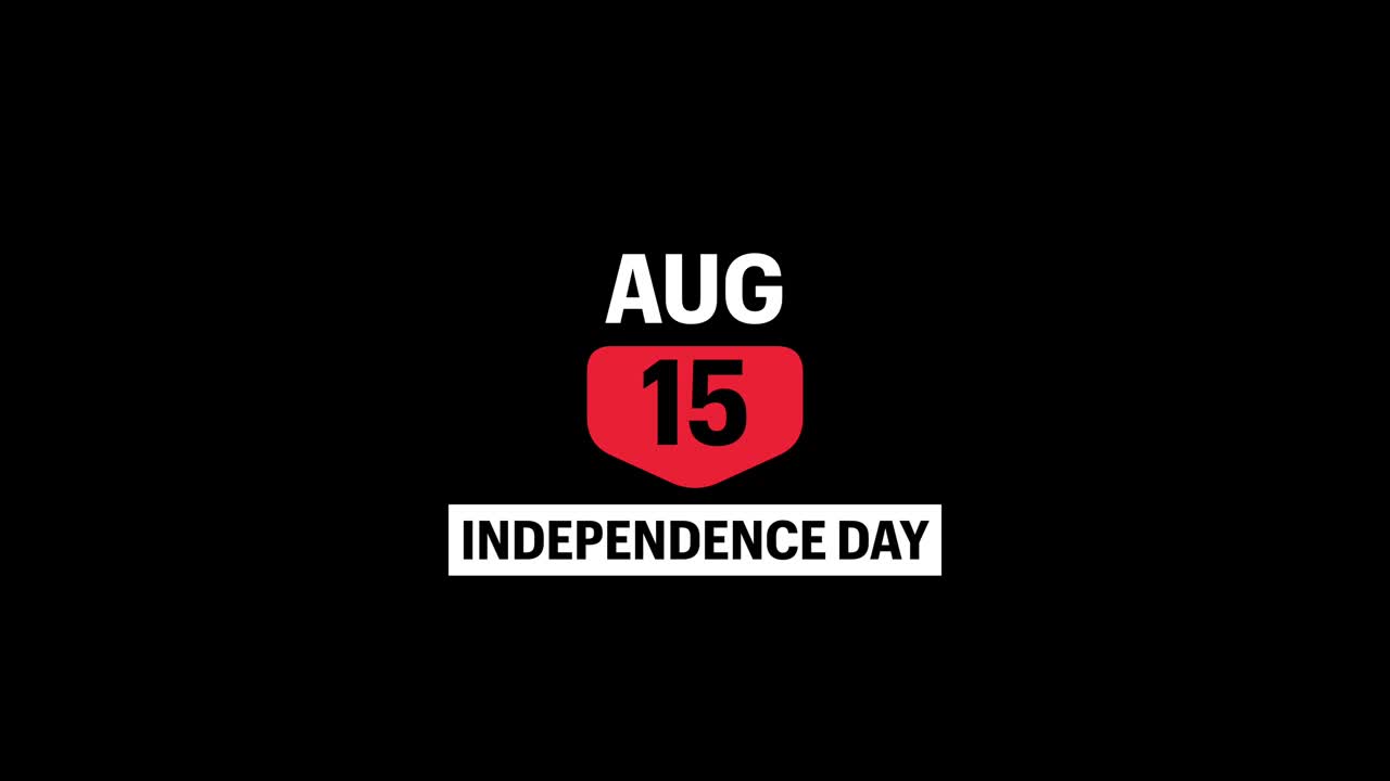 Animazione del testo della data 15 agosto 2024 per la festa dell'indipendenza