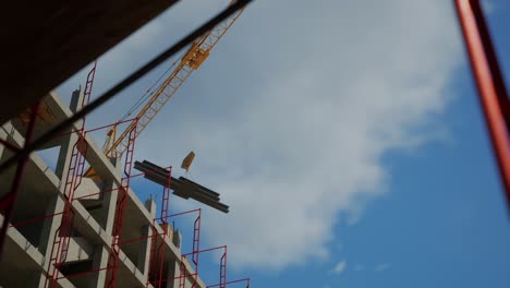 construction site with crane and scaffolding