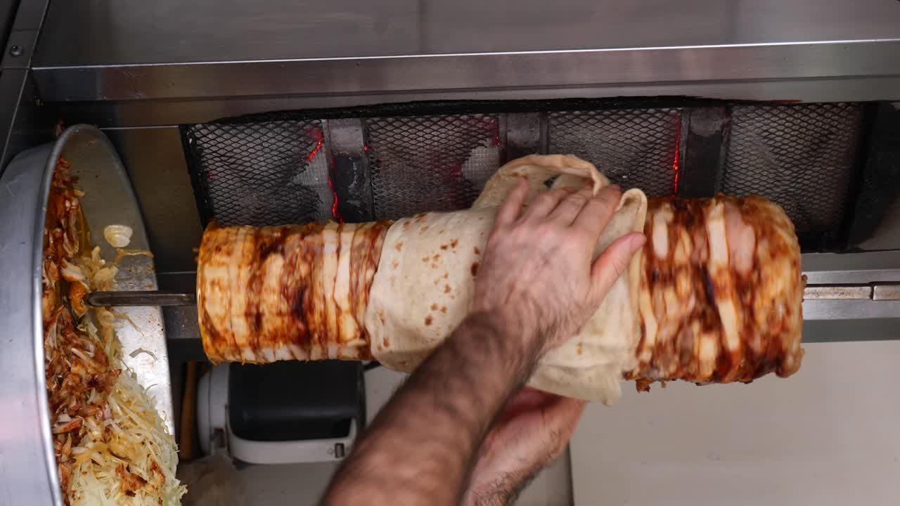 Shawarma on a grill