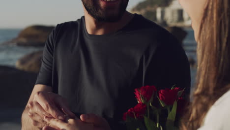 a romantic couple gets engaged after a proposal