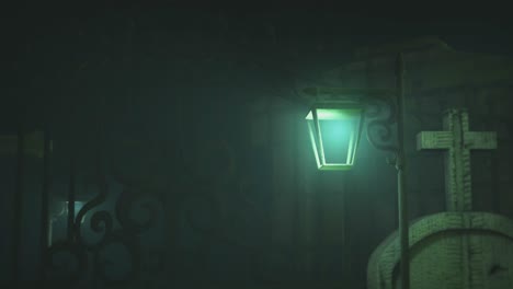 animación de tumbas en el cementerio por la noche