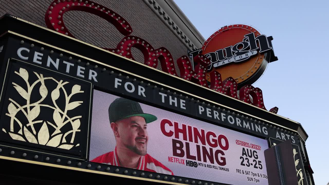 Laugh Factory in Covina, California with a video close up.