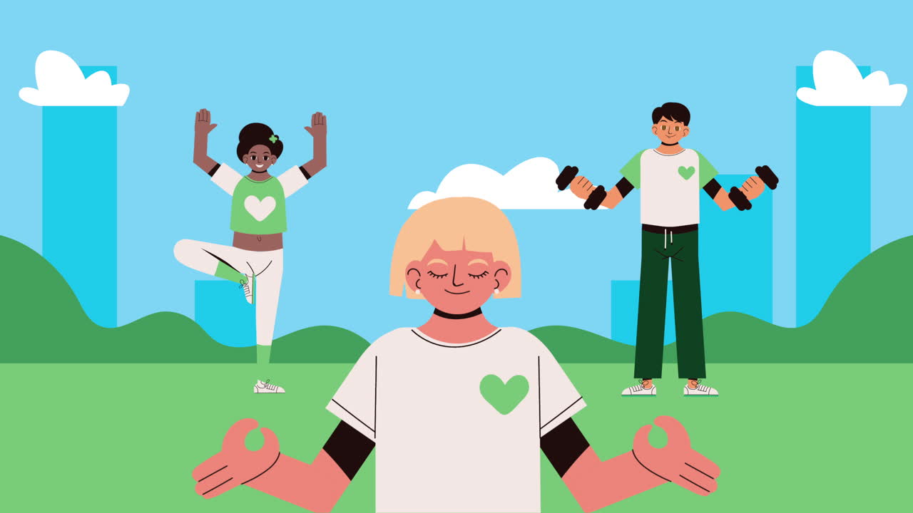 야외 운동을 하는 그룹