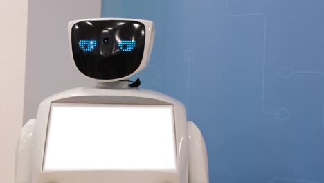 a modern robot looks straight ahead a modern robot looks straight ahead space for the ad text modern technologies of the future