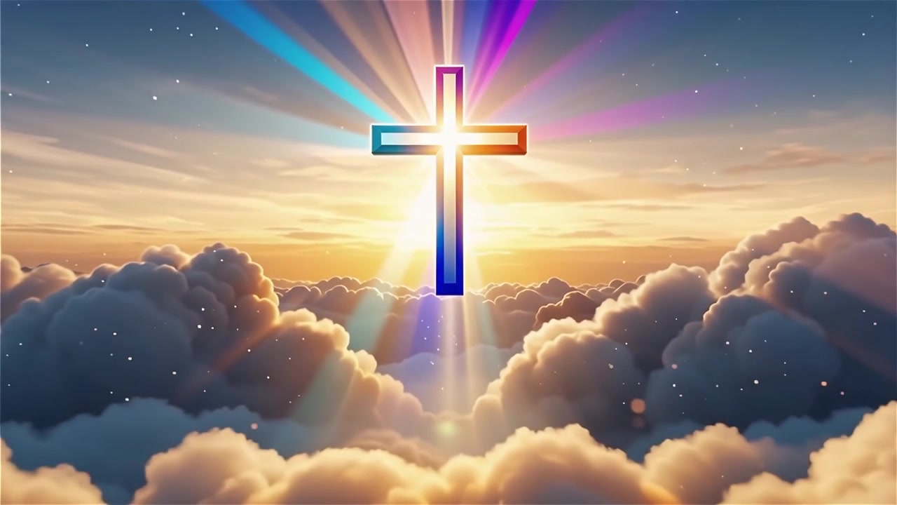 Christian Cross Heavenly Light Worship Background