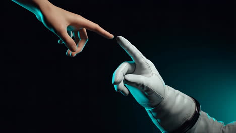 a symbolic connection between human and astronaut hands