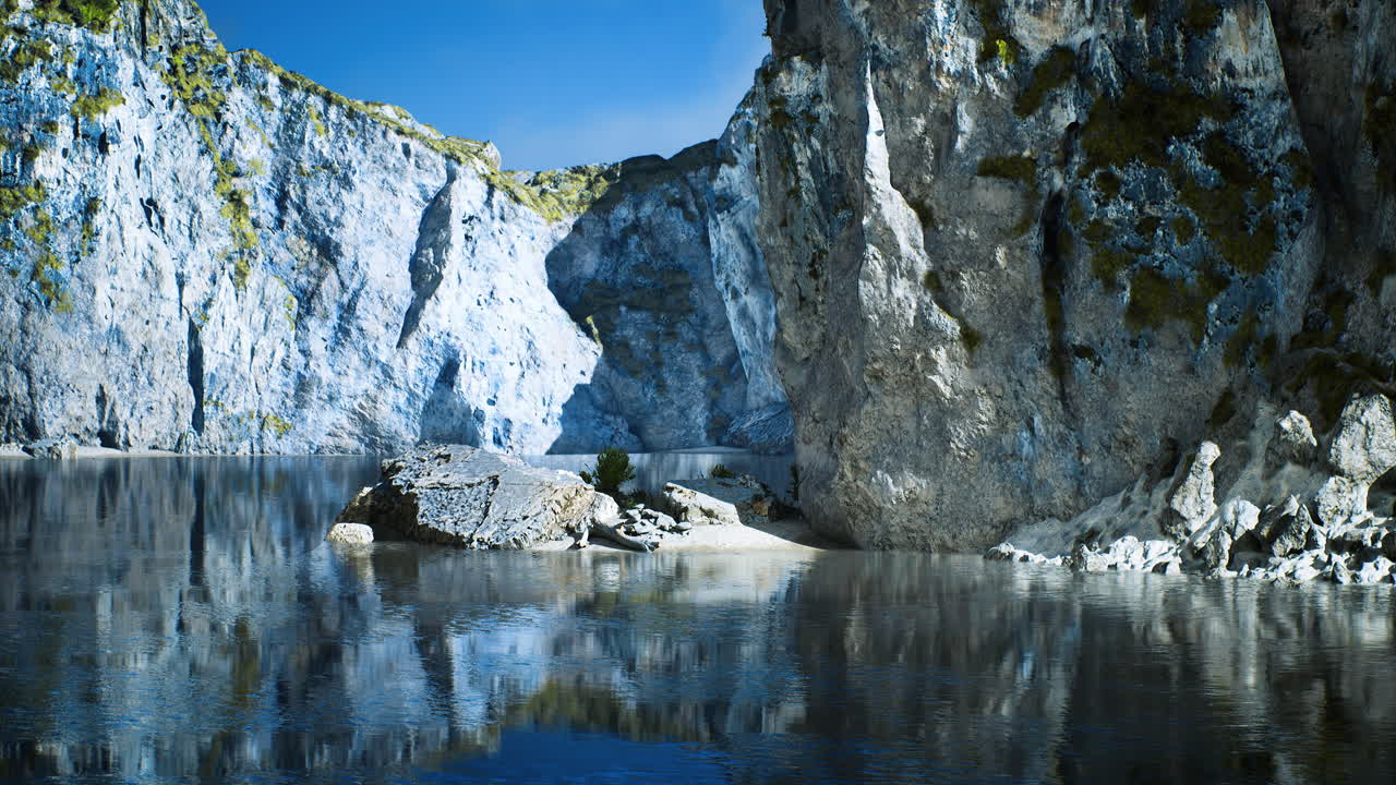 Stunning rock formations and serene waters in a tranquil coastal area