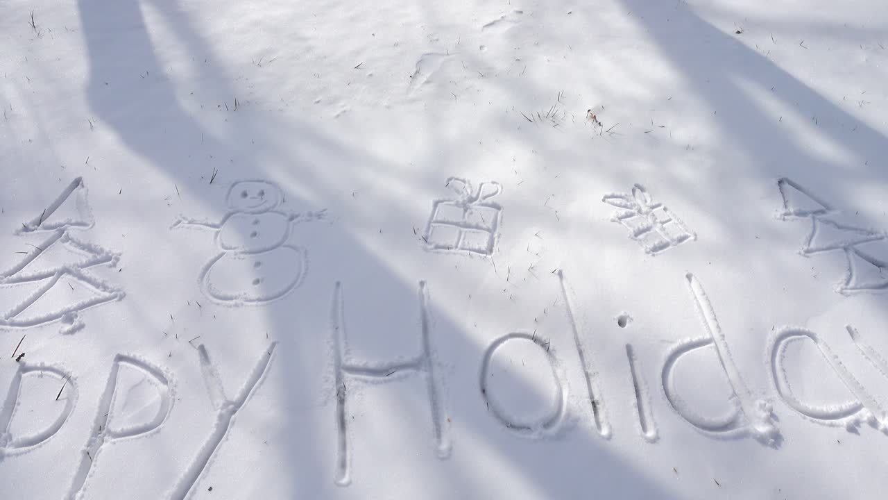 Inscrição de Boas Festas na neve