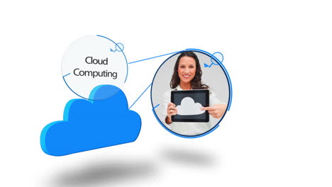 gráfico de computación en nube azul en blanco