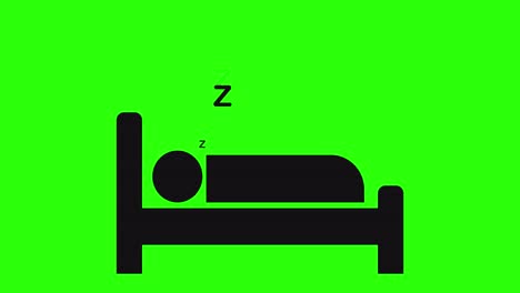 잠자는 사람 아이콘 (zzz sleep wave), 호텔 아이콘, 4k 애니메이션, 그린 스크린