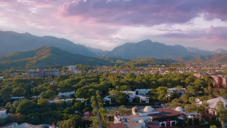 aerial view of a turkish town at sunset