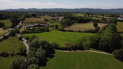 Malvern-Hills-De-Upton-upon-severn-Worcestershire-Reino-Unido-Paisaje-Aéreo-Campo-Verde-Inglaterra