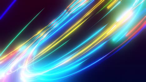 3d vj loop, abstract background with futuristic flow of multicolor glow lines. light streaks fly pass camera or flight through data flow. neon glowing rays in motionhi tech light flow. speed of light.