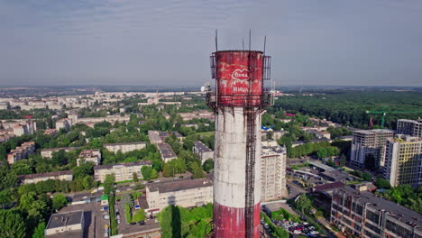 industrial plant with pipes near the city