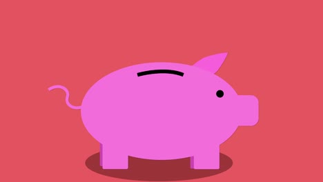 piggy bank money saving concept, looping animation red