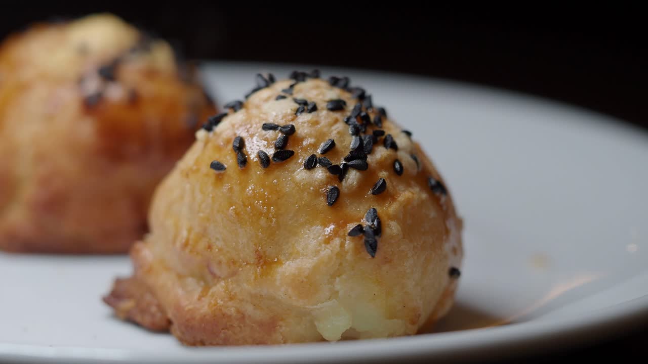 Close-up of a sesame seed snack