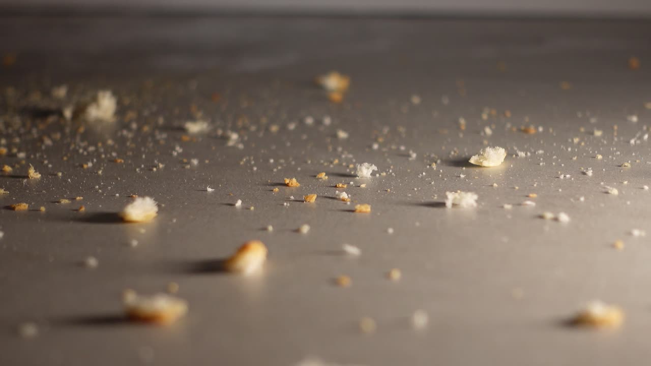 Bread Crumbs on a Baking Sheet