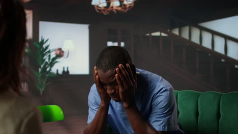 man in distress during a consultation