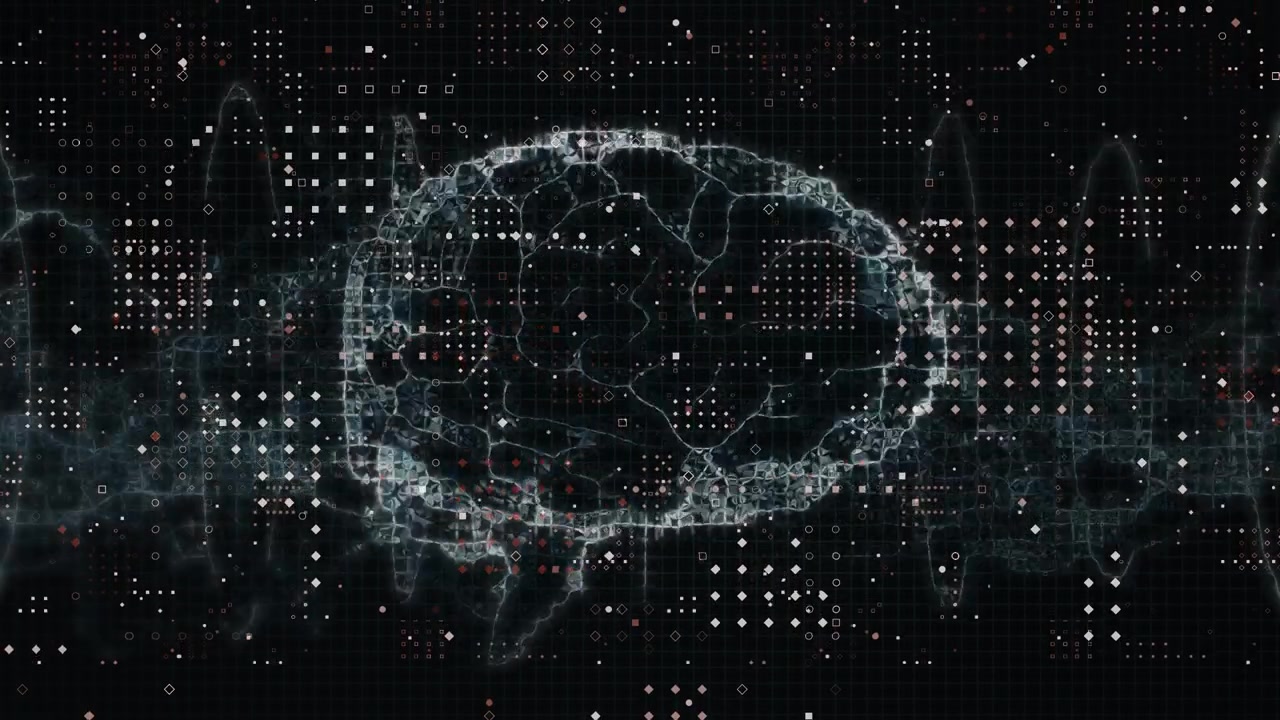 Animation of spots and brain over black background