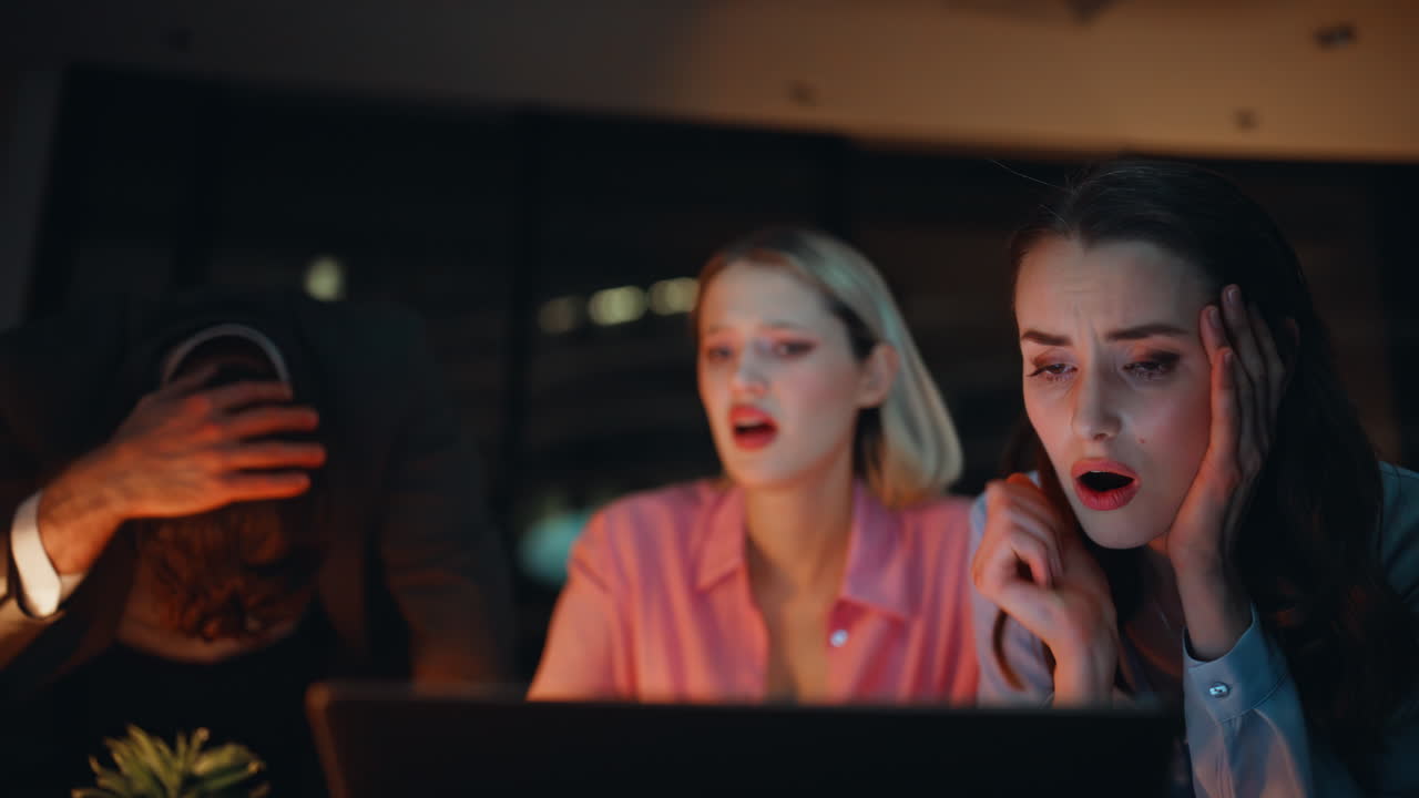 Overworked and Stressed Business Team at Late Night