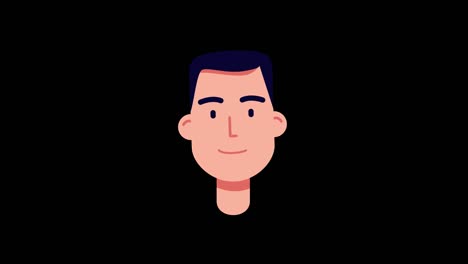 나레이션을 위해 입술 동기화 얼굴 애니메이션: 남성 캐릭터의 머리가 말하는; 평평한 스타일의 루프 애니메이션 영상; 입술과 입술 표현, 알파 채널과 함께 발음
