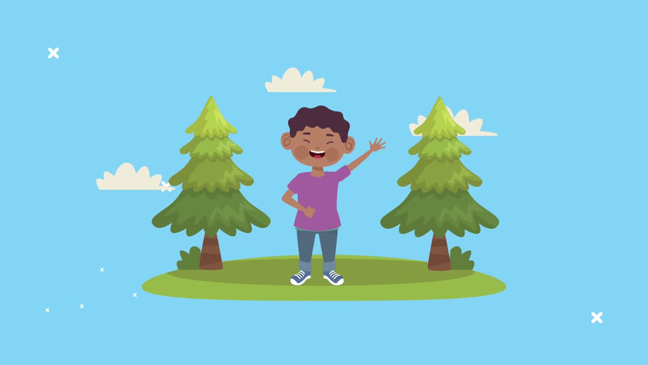 un niño afro en el campamento.