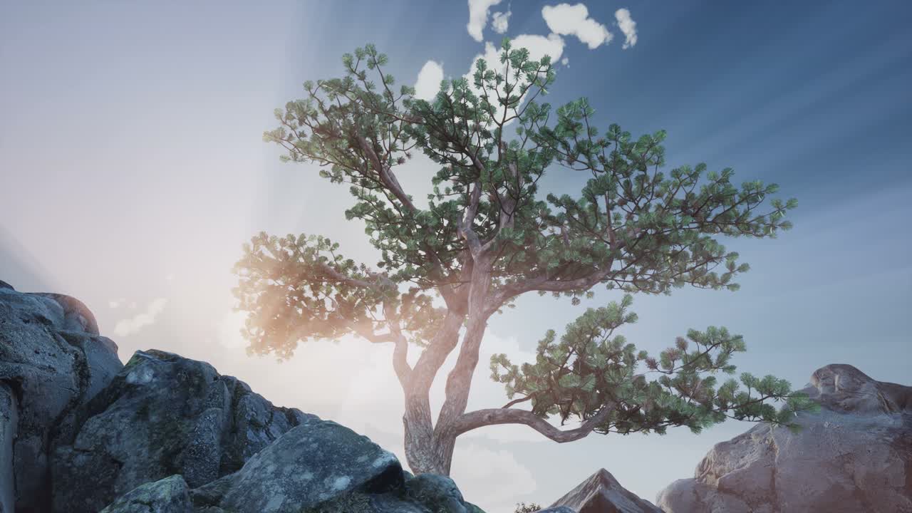 나무들을 가로지르는  ⁇ 빛