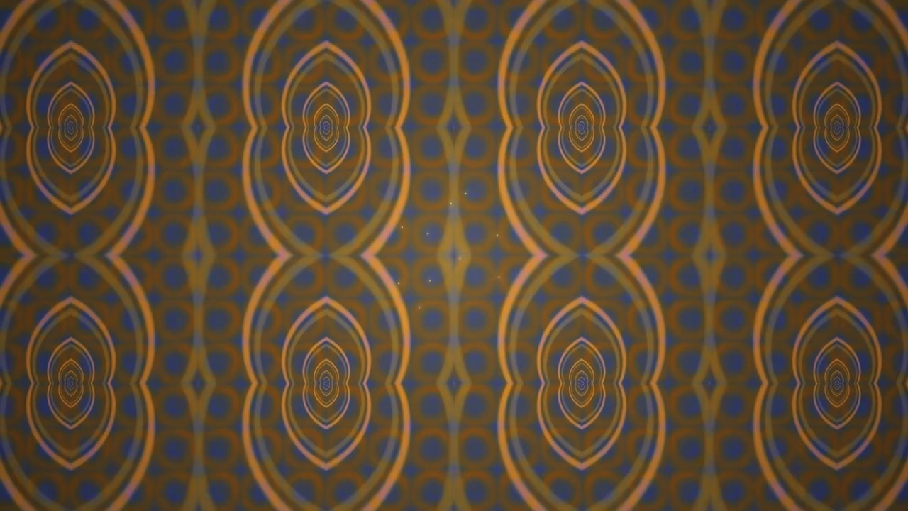 Abstract Geometric Pattern with Pulsing Golden Lines and Blue Circles