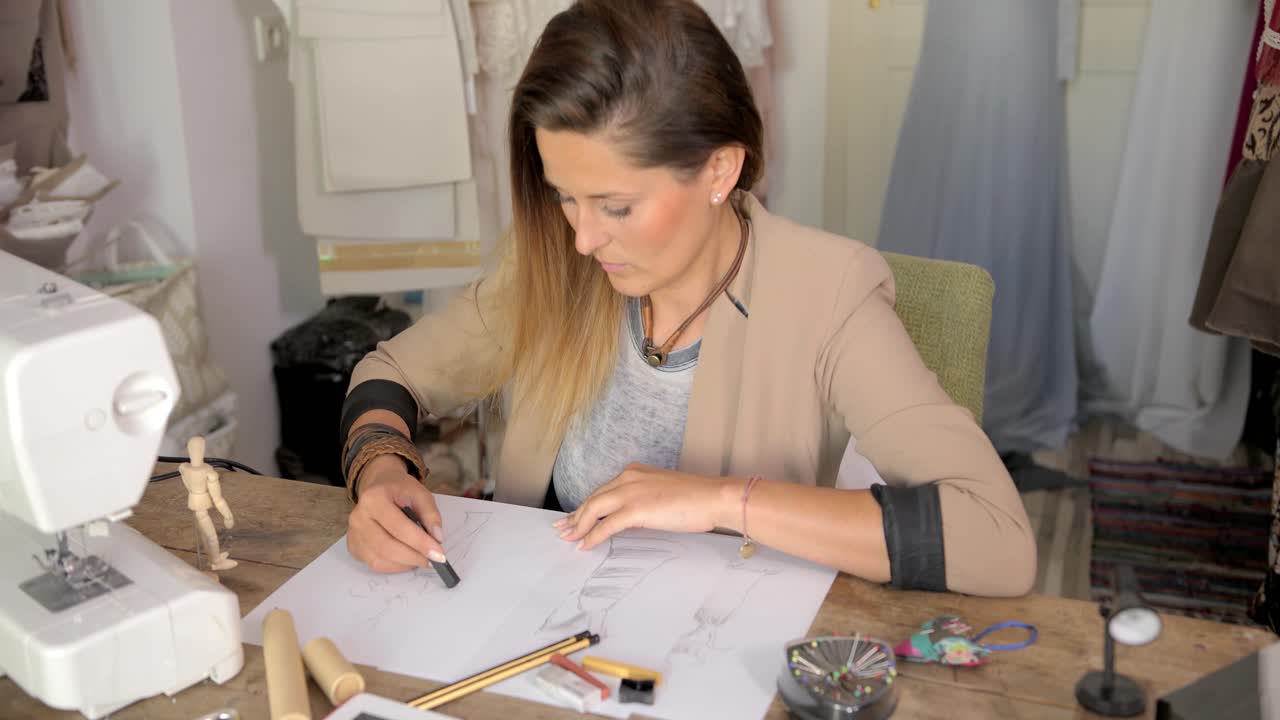 bocetos de dibujo de modista femenina