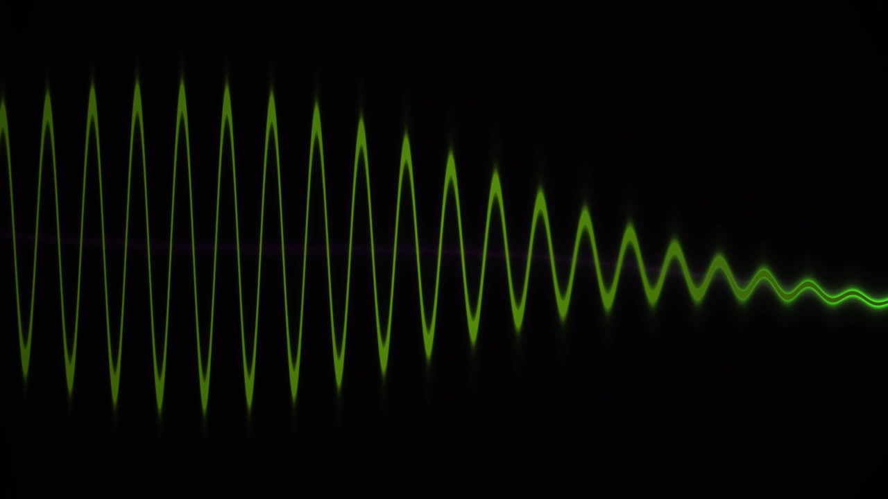 Pulsating Green Neon Waveform on Black Background