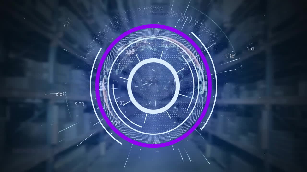 Animation of data processing and scope scanning over warehouse