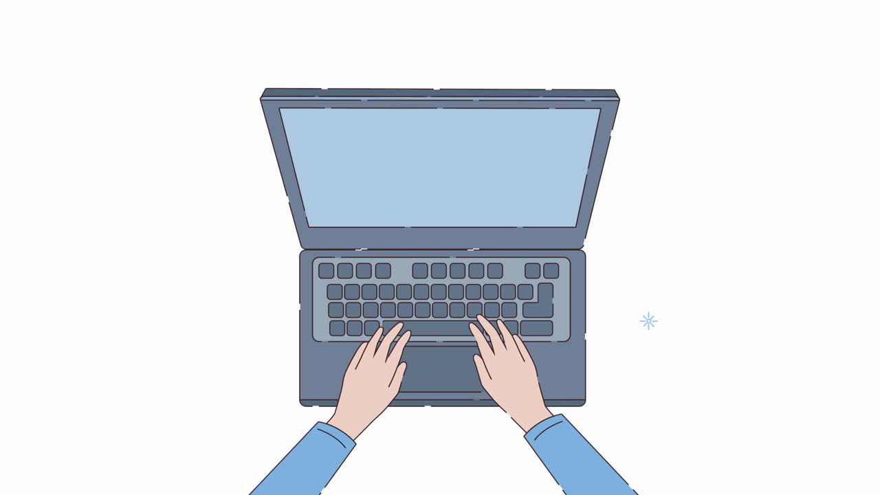 hands using laptop device animation