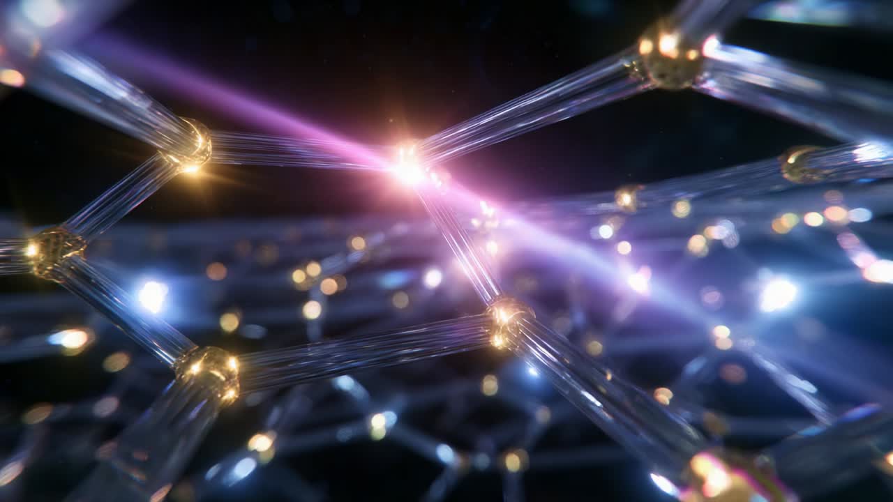 Exploring the Intricate Beauty of a Luminous Molecular Structure: A Journey Through a Captivating Network of Light and Depth, Illuminating the Wonders of Atomic Connections and Patterns