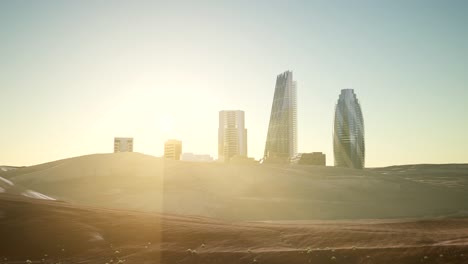 Rascacielos-De-La-Ciudad-En-El-Desierto