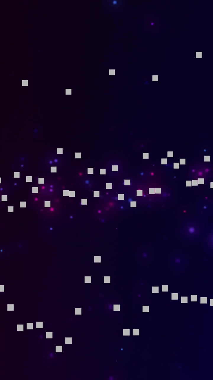 Weiße pixelige Punkte bilden Muster über einer Animation des Sternenhimmels