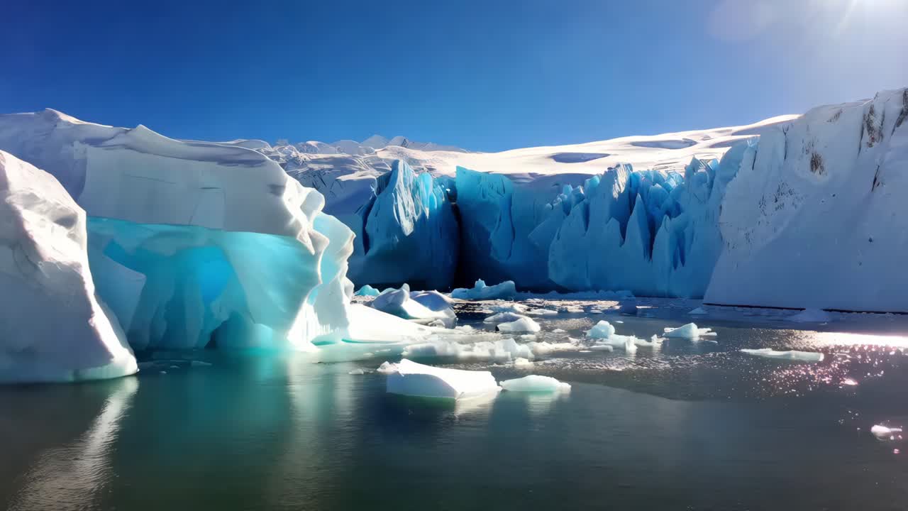빙하 풍경에서 놀라운 얼음 형성
